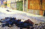 Maximilien Luce A Paris Street in May 1871(The Commune) oil painting artist
